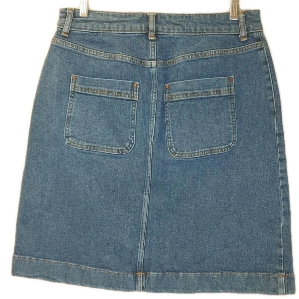 Boden Denim Blue Jean Pencil Skirt Woman 10 Long Patch Pockets Y2k Boho Cowgirl - Picture 4 of 11